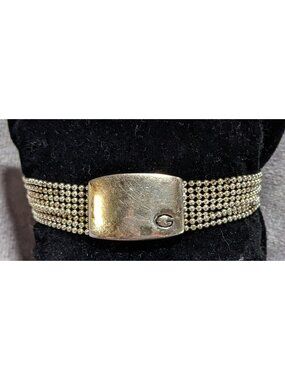 Y2K Glam Vintage Guess Multi Strand Silver Tone Beaded Chain Statement Bracelet